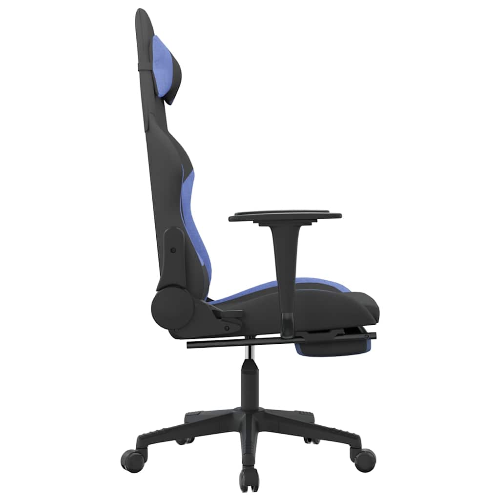 Masažna igraća stolica od tkanine s osloncem za noge crno-plava