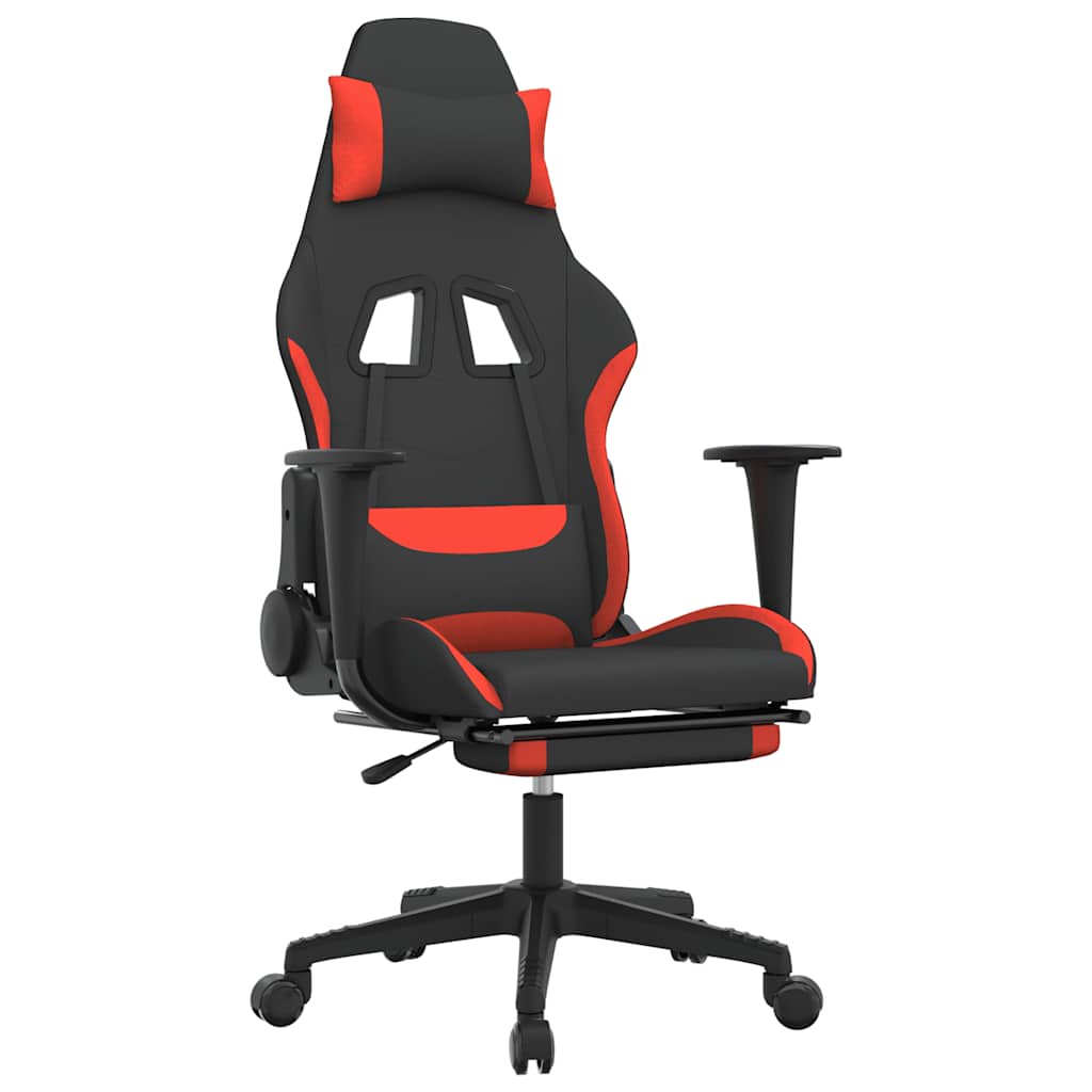 Masažna igraća stolica od tkanine s osloncem crno-crvena