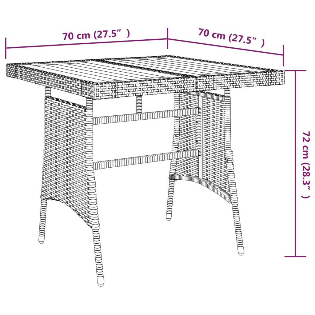 3-dijelni vrtni blagovaonski set od poliratana crni