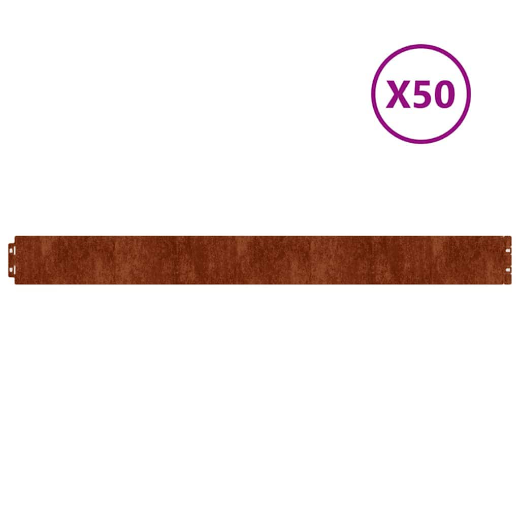 Rubnjaci za travnjak 50 kom fleksibilni 10x103 cm čelik COR-TEN