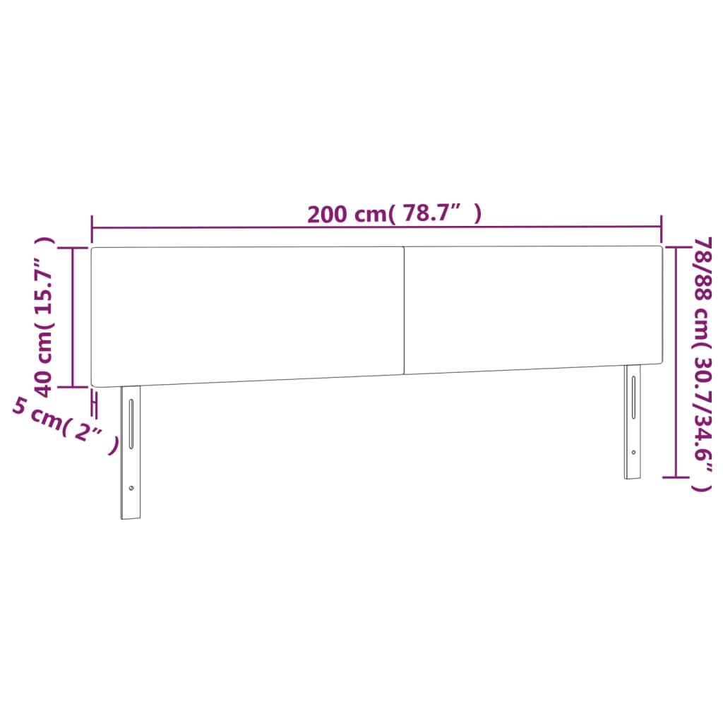 Uzglavlja crna 200x5x78/88 cm od tkanine
