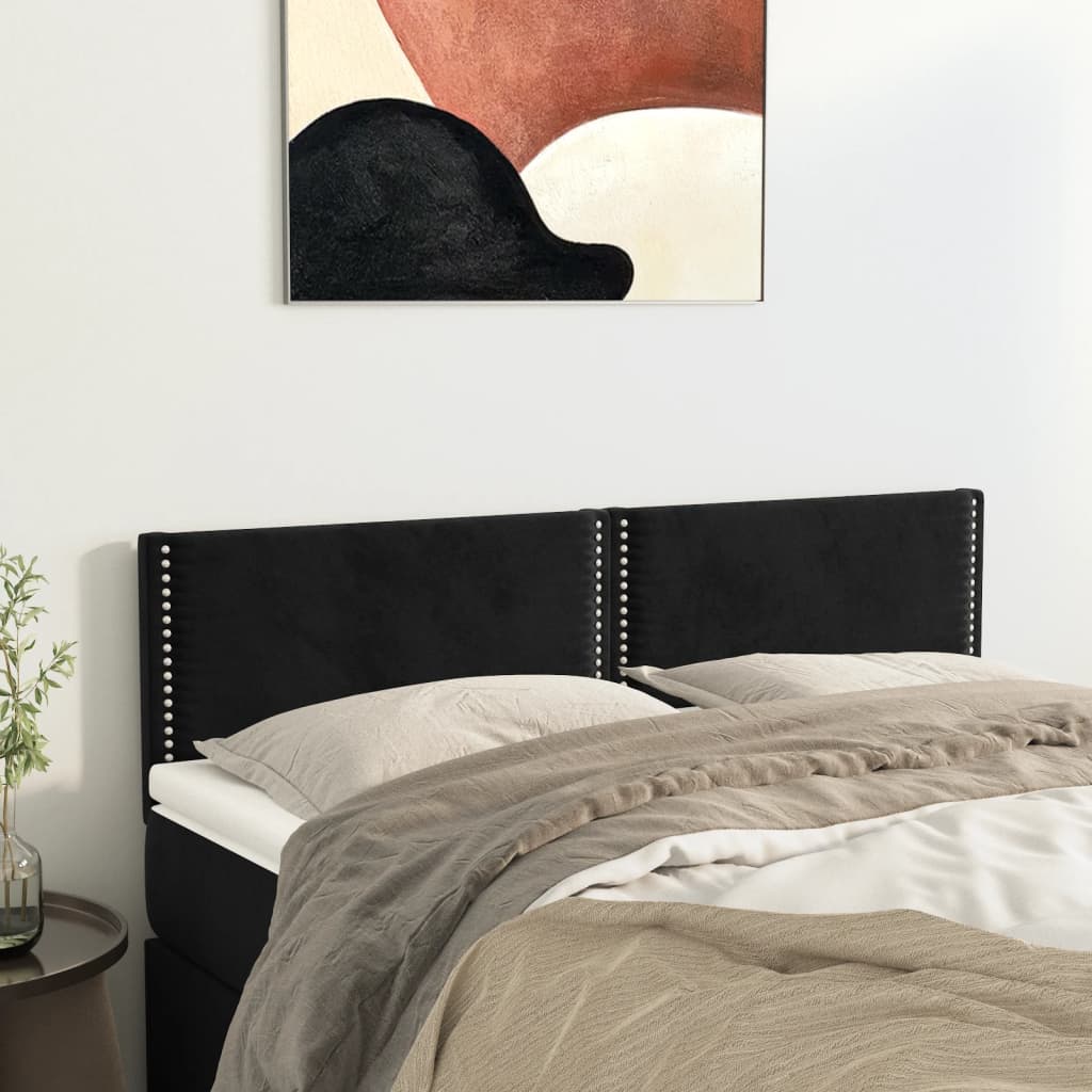 Uzglavlja crna 144x5x78/88 cm baršunasta