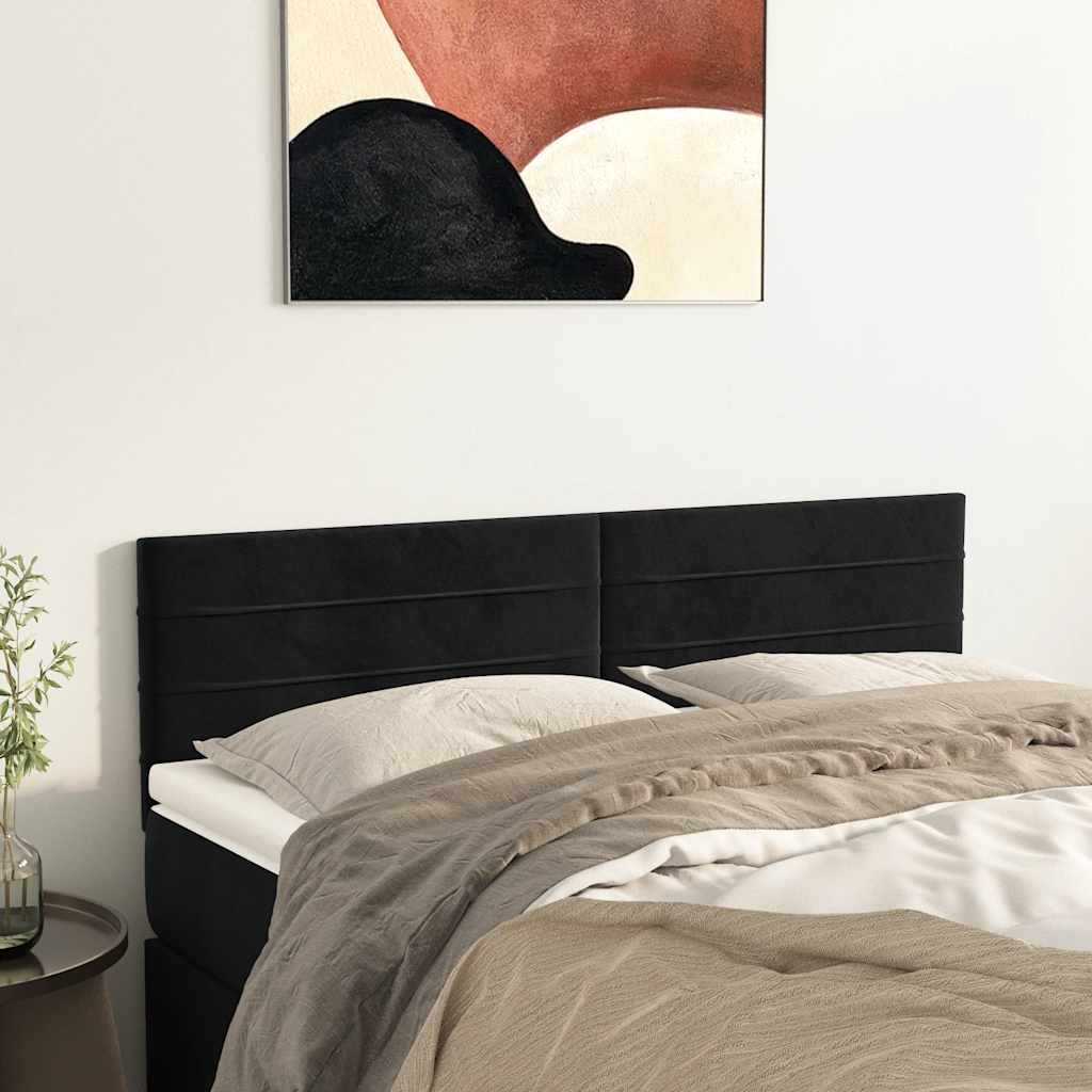 Uzglavlja crna 144x5x78/88 cm baršunasta