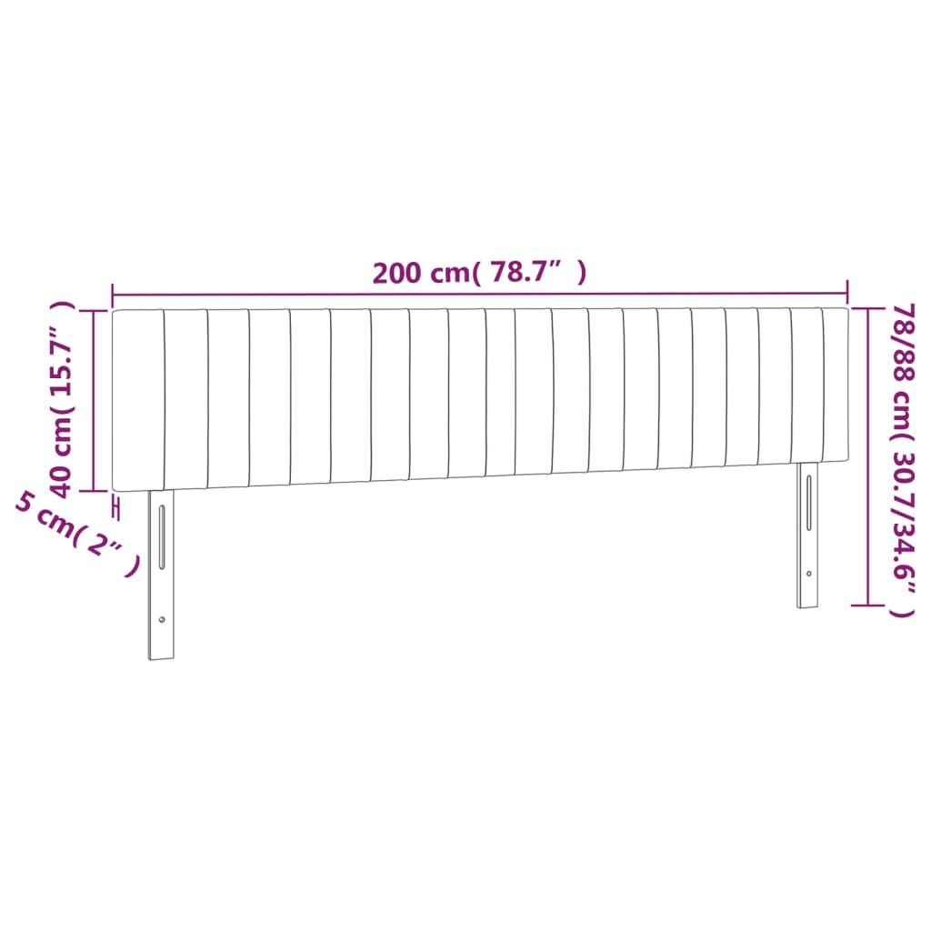 Uzglavlja ružičasta 200x5x78/88 cm baršunasta
