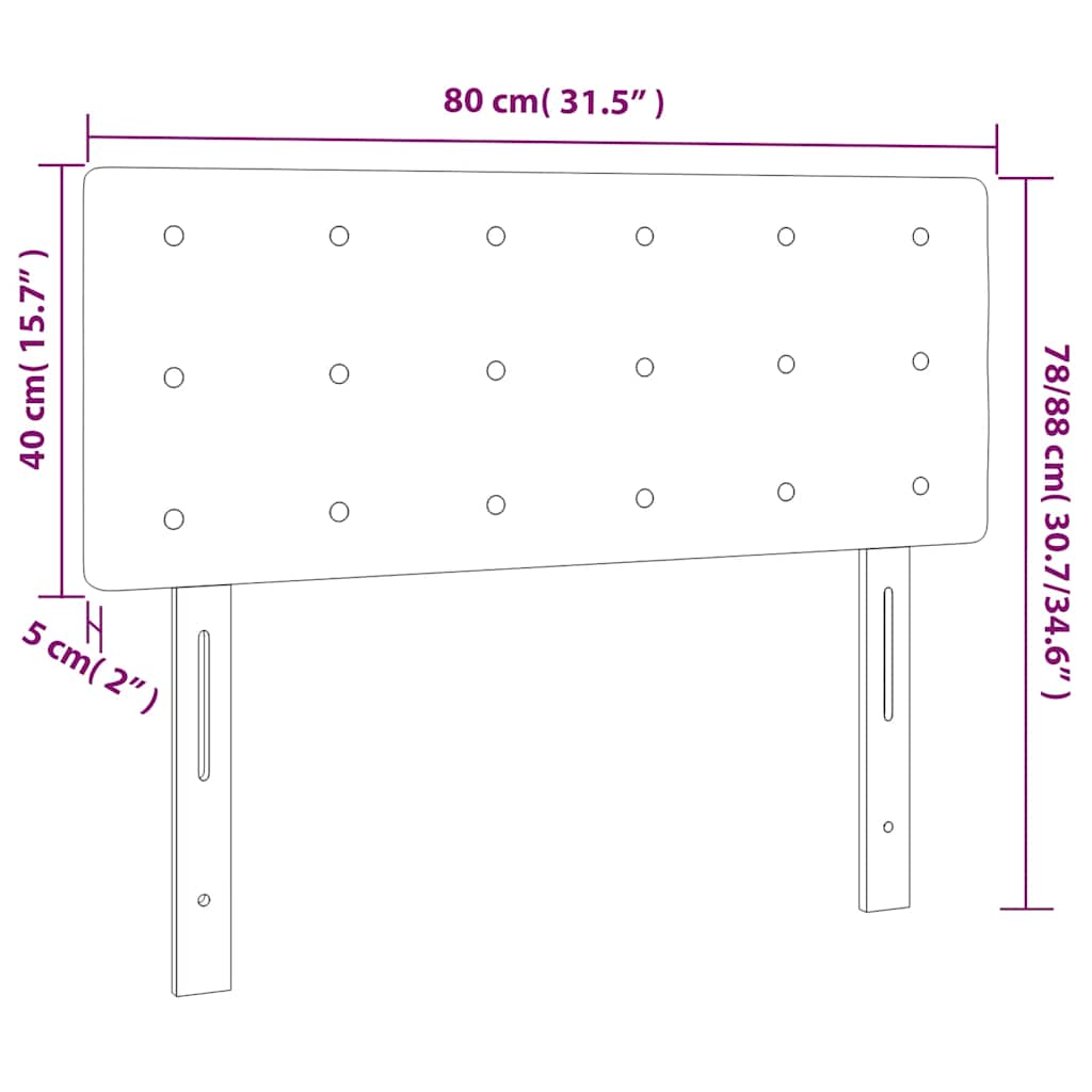 Uzglavlje crno 80 x 5 x 78/88 cm baršunasto