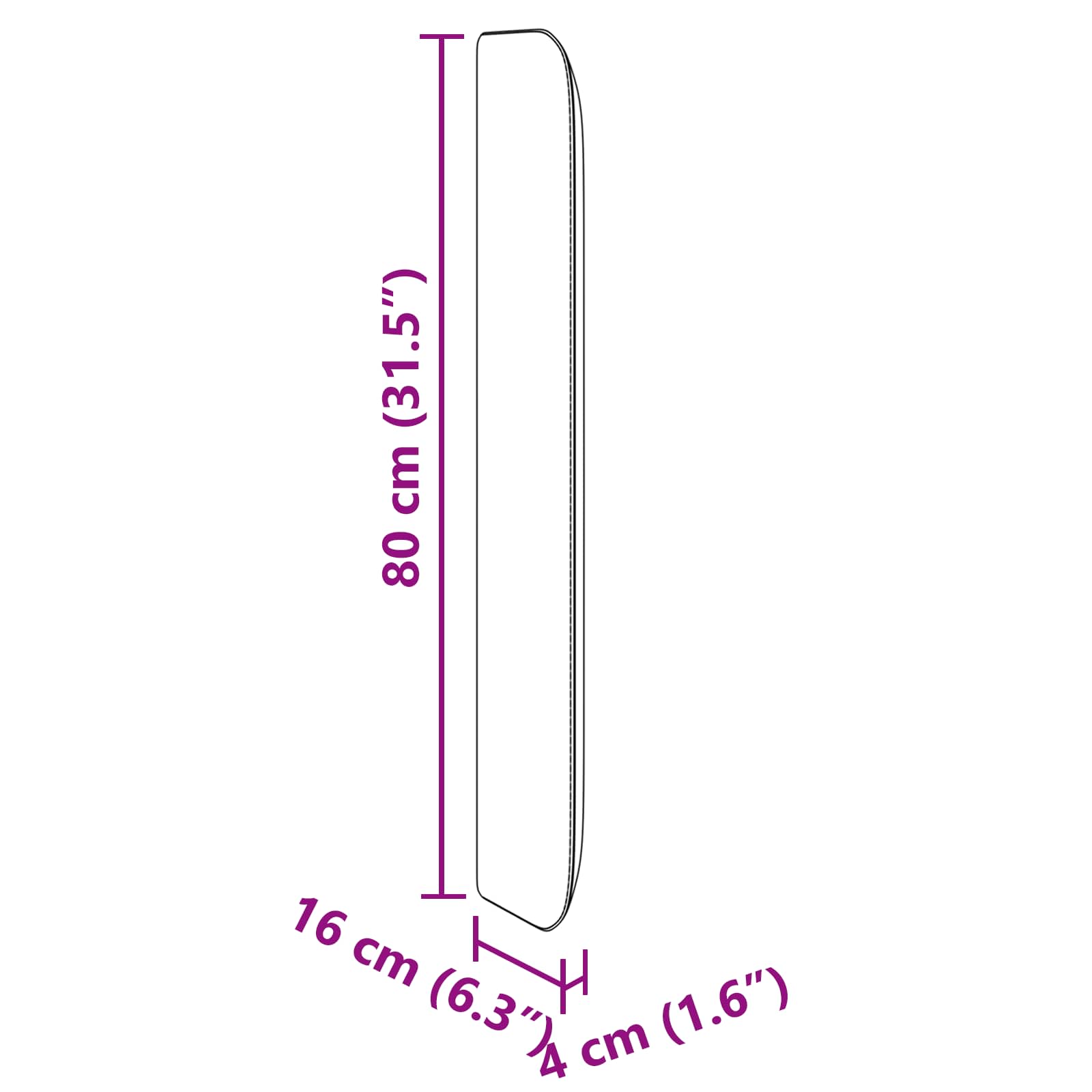 Uši uzglavlja Siva 80 x 16 x 4 cm PVC