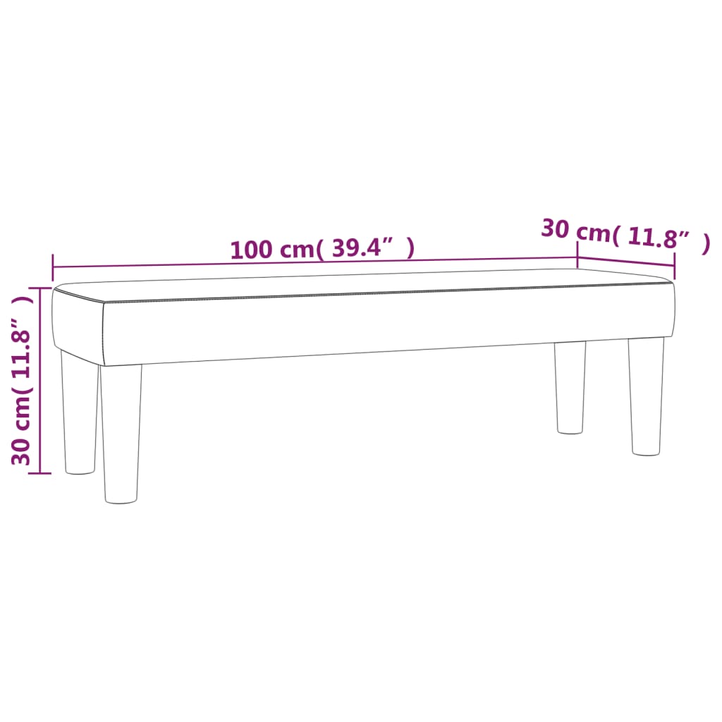 Klupa crnai 100x30x30 cm baršunasti