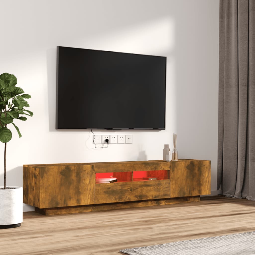 2-dijelni set TV ormarića LED boja dimljenog hrasta drveni