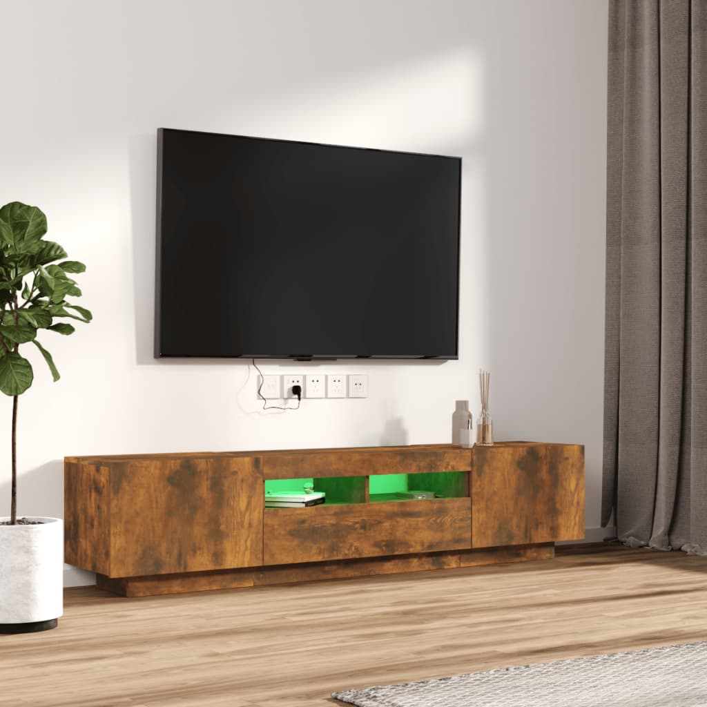 2-dijelni set TV ormarića LED boja dimljenog hrasta drveni