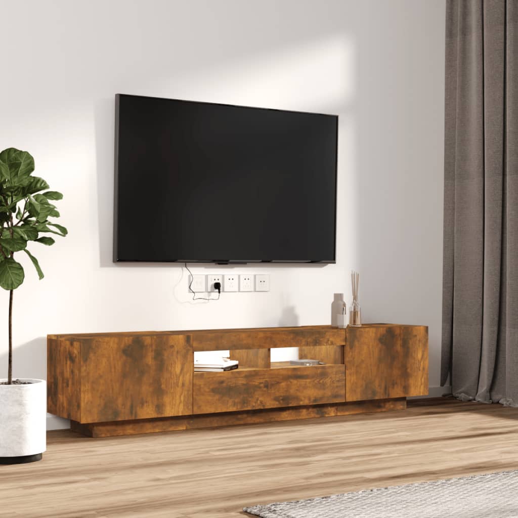 2-dijelni set TV ormarića LED boja dimljenog hrasta drveni