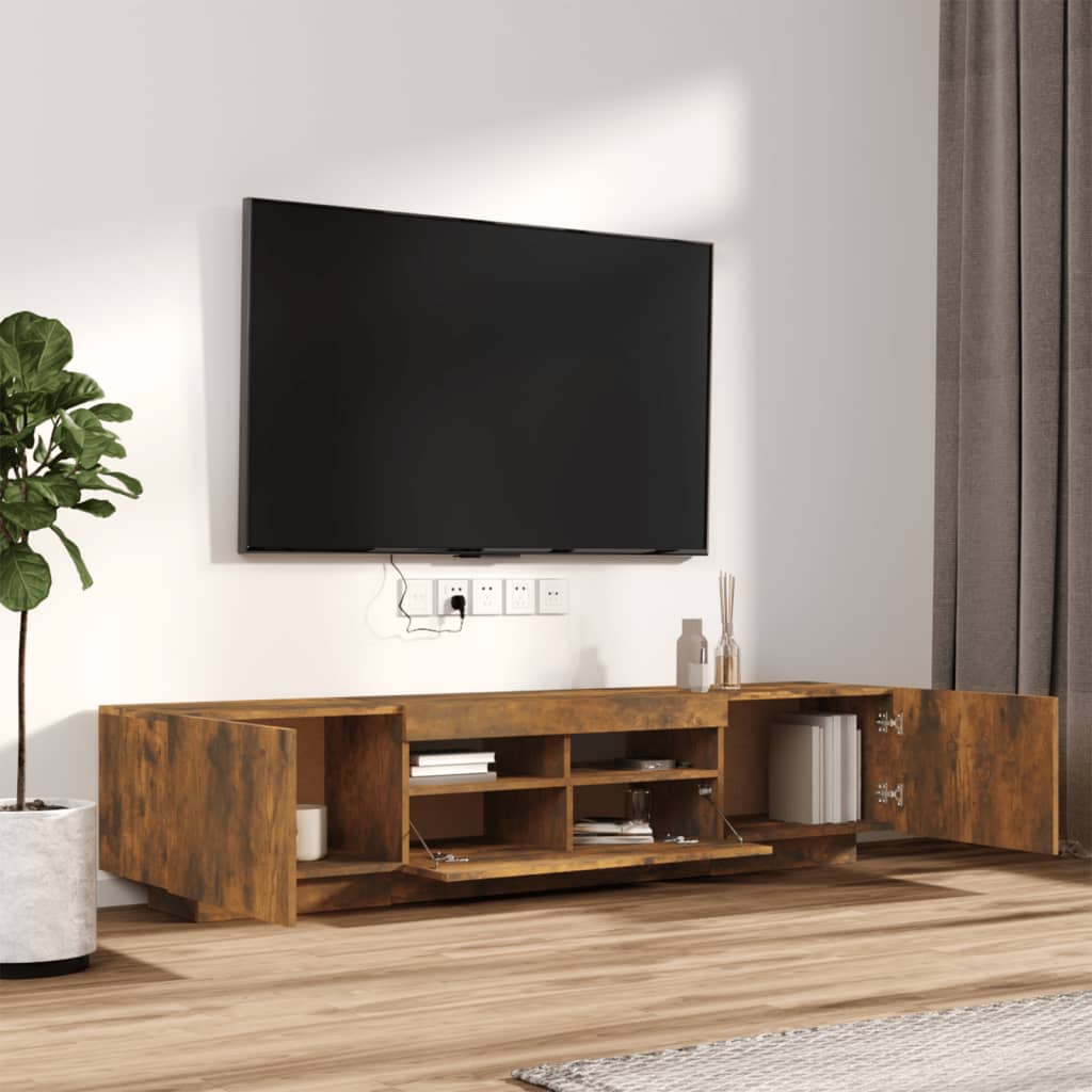 2-dijelni set TV ormarića LED boja dimljenog hrasta drveni