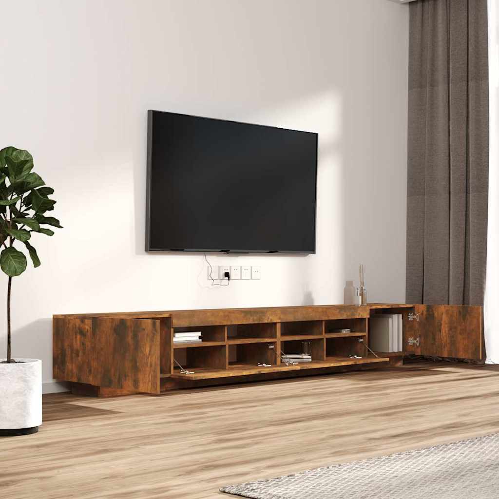 3-dijelni set TV ormarića LED boja dimljenog hrasta drveni