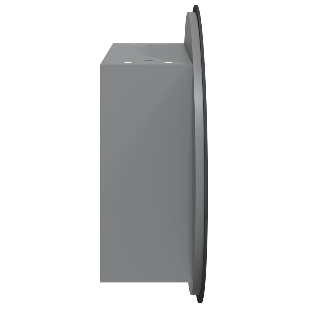 Kupaonski ormarić s okruglim ogledalom LED Siva 47x47x17,5 cm