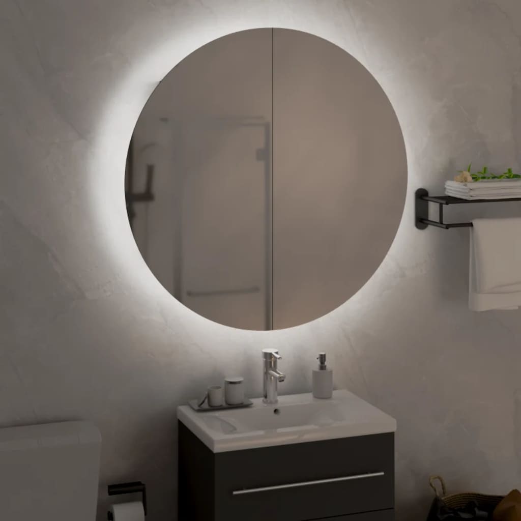 Kupaonski ormarić s ogledalom LED boja hrasta 54 x 54 x 17,5 cm