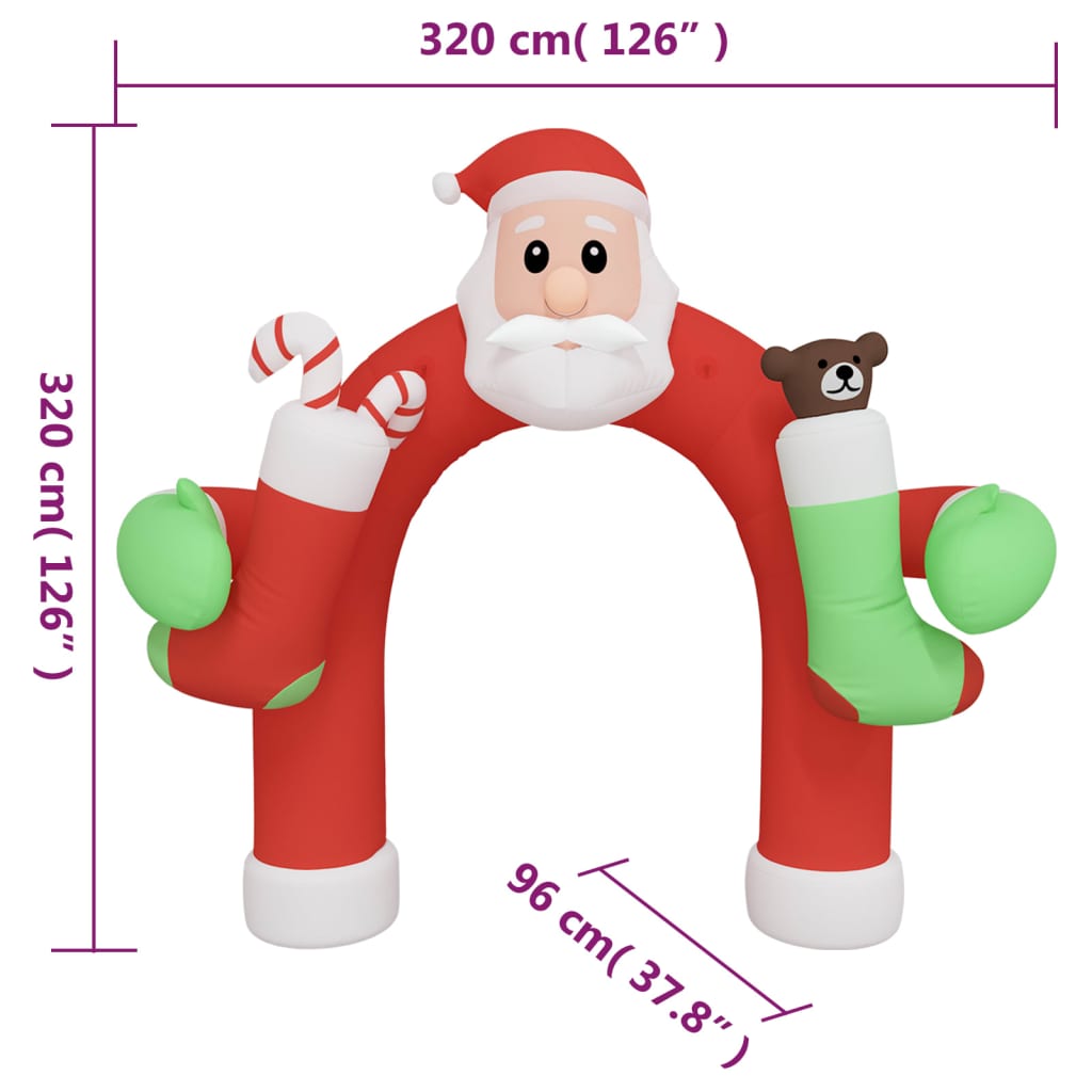 Božićni luk na napuhavanje s LED svjetlima 320 cm