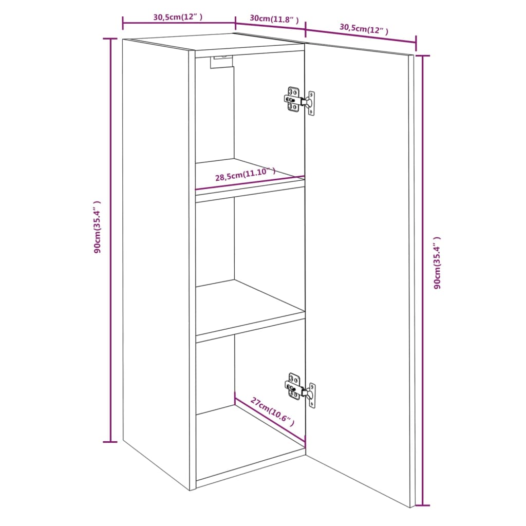 TV ormarići 4 kom boja hrasta 30,5x30x90 cm konstruirano drvo