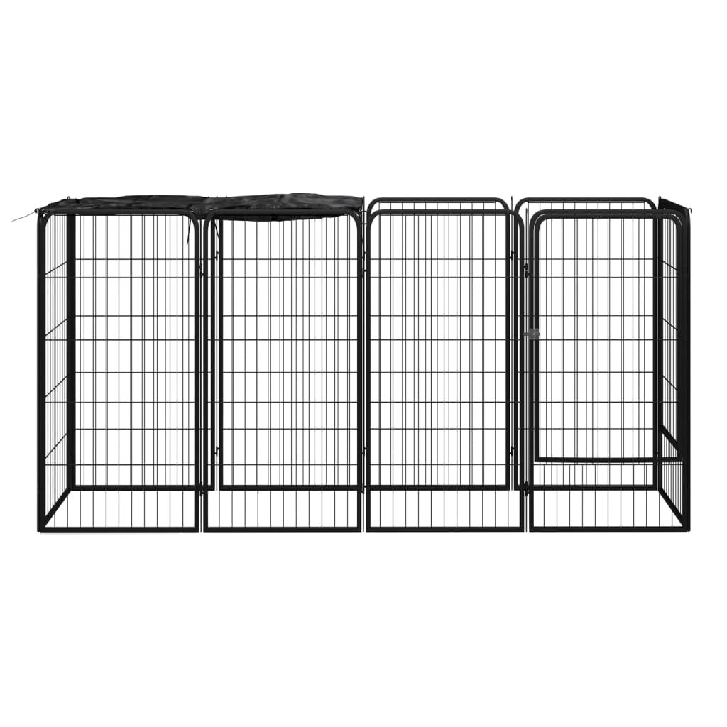 Ograda za pse s 10 panela crna 50 x 100 cm čelik obložen prahom