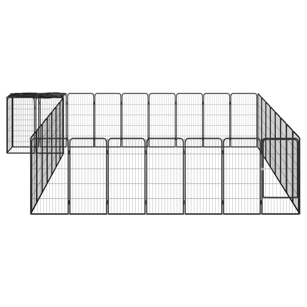 Ograda za pse s 34 panela crna 50 x 100 cm čelik obložen prahom