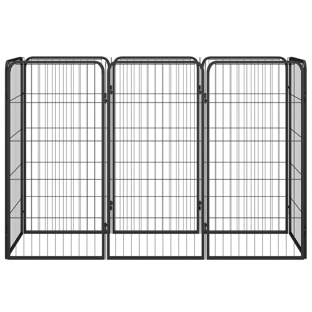 Ograda za pse s 8 panela crna 50 x 100 cm čelik obložen prahom