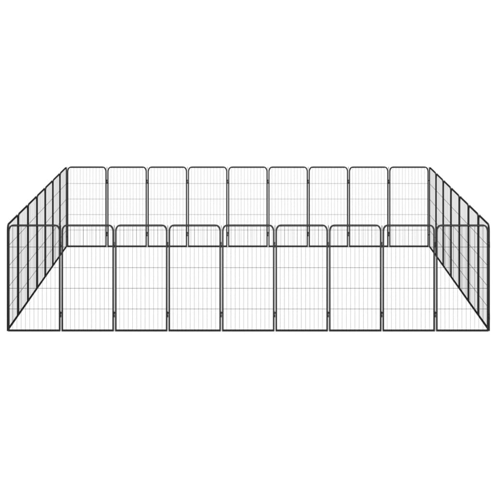 Ograda za pse s 32 panela crna 50 x 100 cm čelik obložen prahom