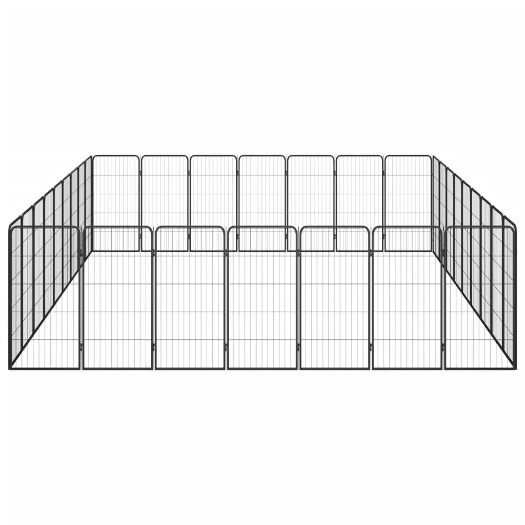 Ograda za pse s 32 panela crna 50 x 100 cm čelik obložen prahom