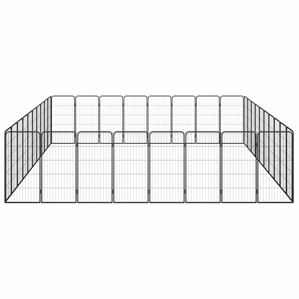 Ograda za pse s 36 panela crna 50 x 100 cm čelik obložen prahom