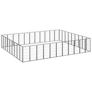 Ograda za pse s 40 panela crna 50 x 100 cm čelik obložen prahom