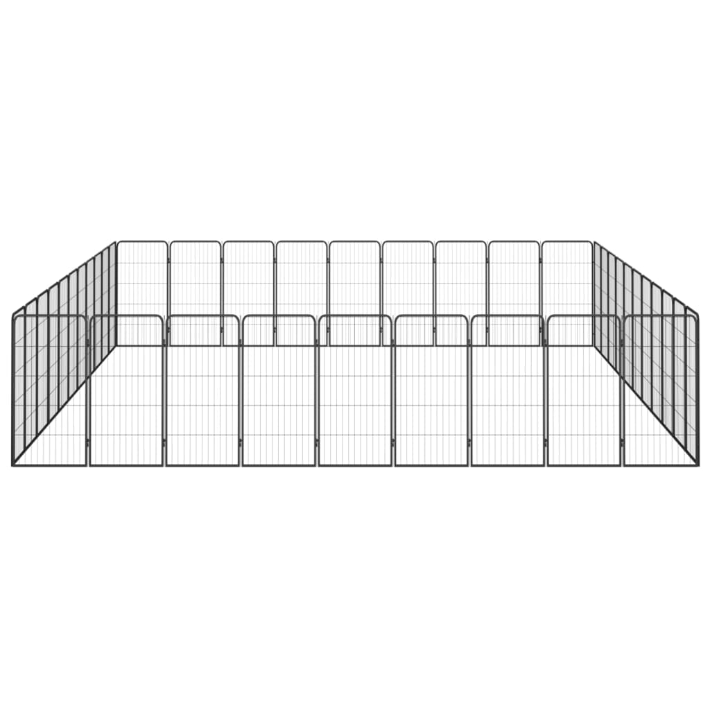 Ograda za pse s 40 panela crna 50 x 100 cm čelik obložen prahom