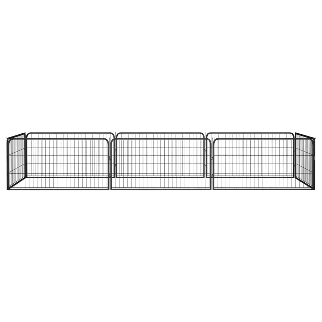 Ograda za pse s 8 panela crna 100 x 50 cm čelik obložen prahom