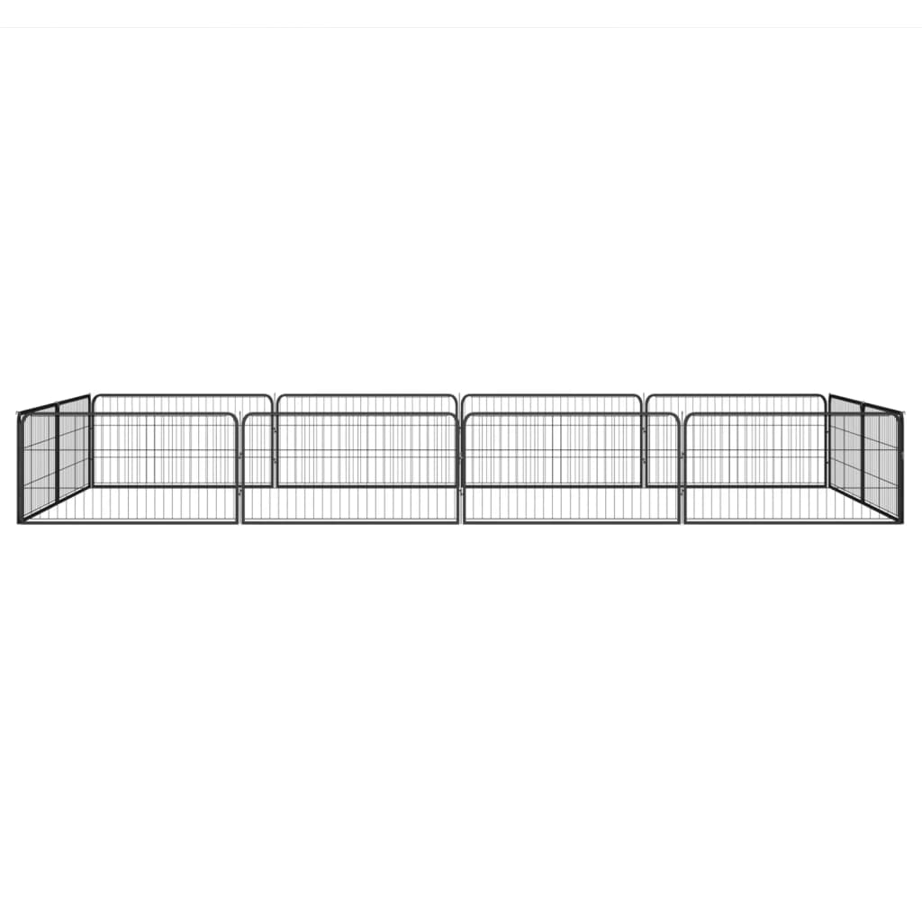 Ograda za pse s 12 panela crna 100 x 50 cm čelik obložen prahom
