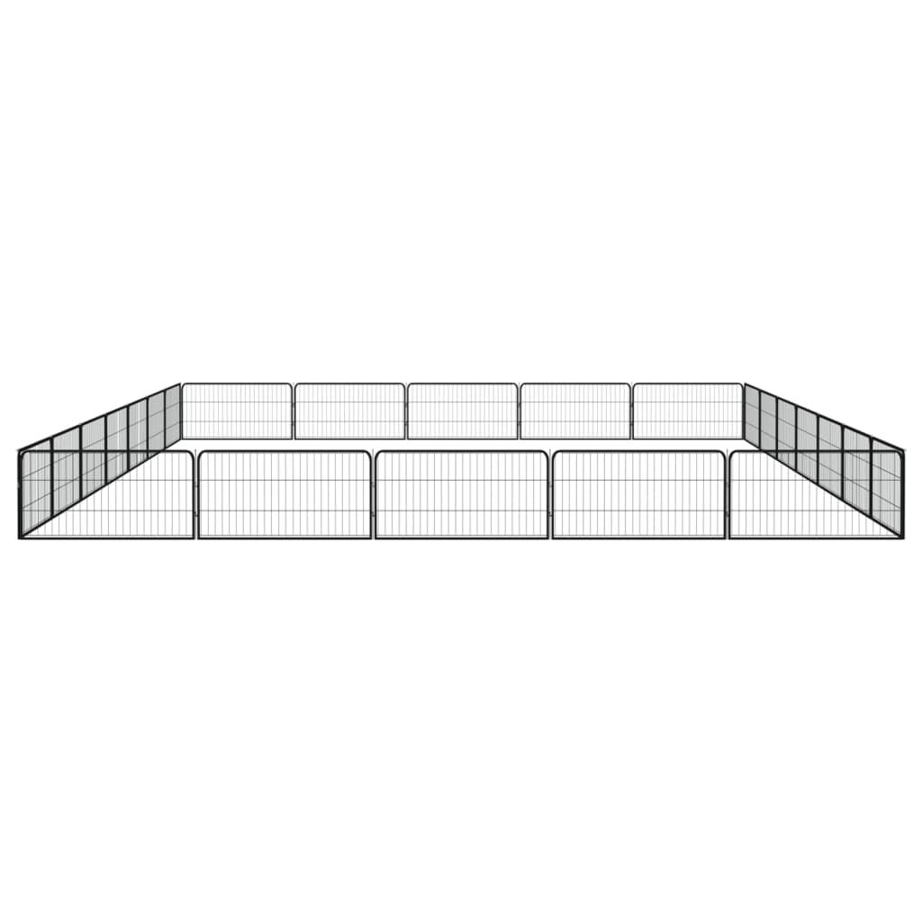 Ograda za pse s 24 panela crna 100 x 50 cm čelik obložen prahom