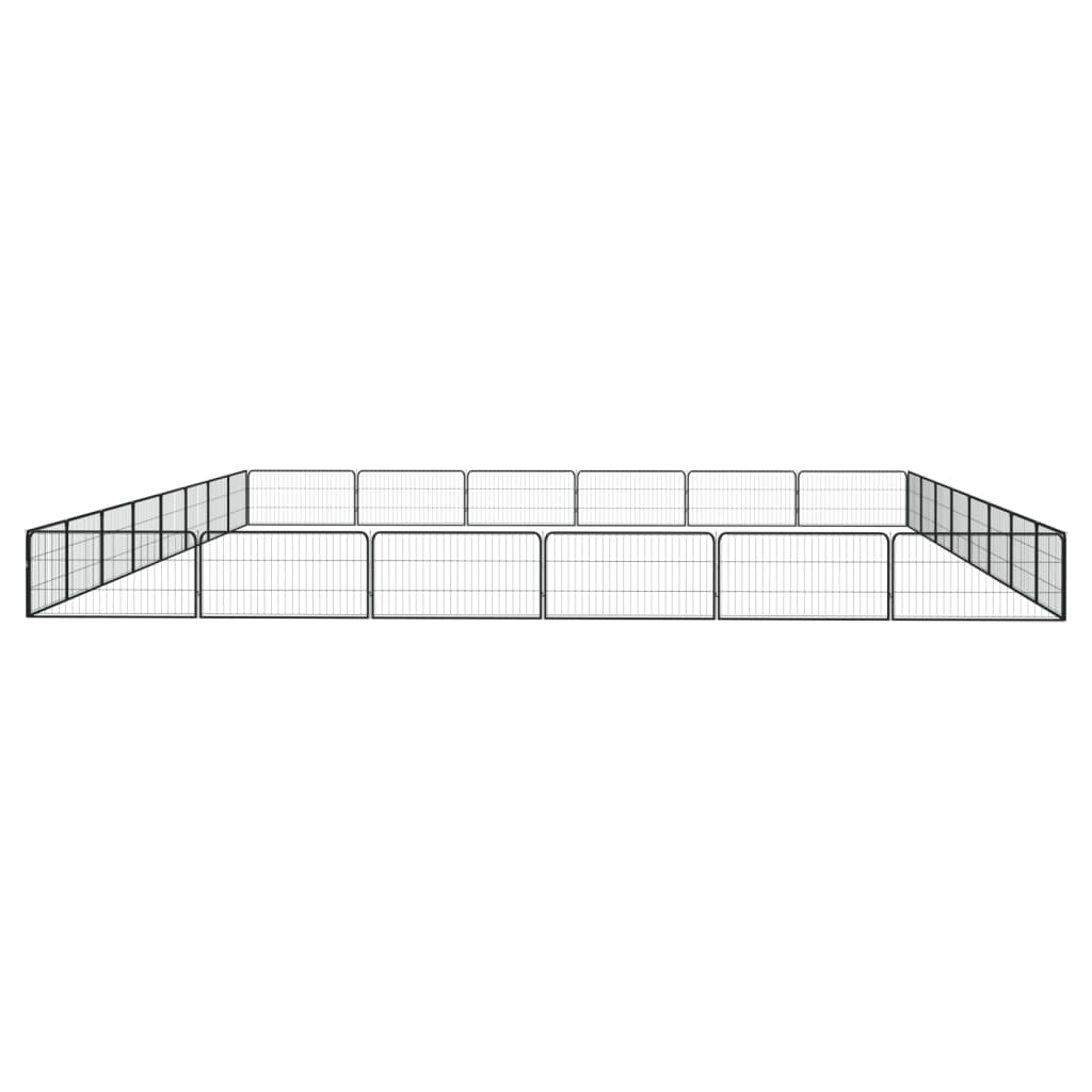 Ograda za pse s 28 panela crna 100 x 50 cm čelik obložen prahom