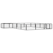 Ograda za pse s 16 panela crna 100 x 50 cm čelik obložen prahom