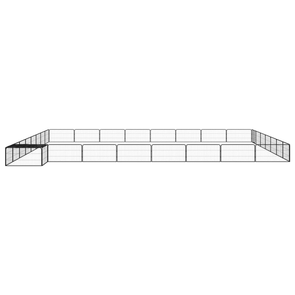 Ograda za pse s 32 panela crna 100 x 50 cm čelik obložen prahom