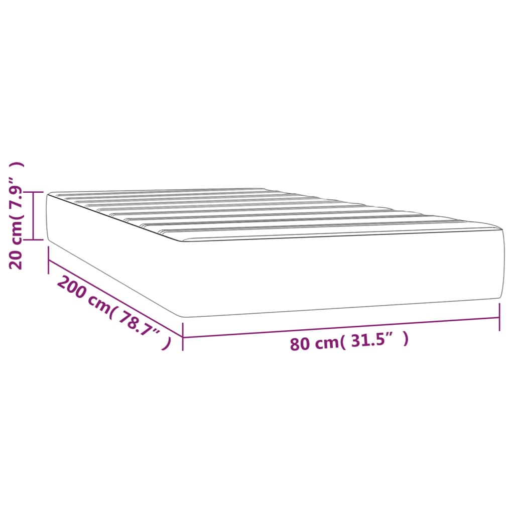 Madrac s džepičastim oprugama srednje tvrdoće crni 80x200x20 cm od umjetne kože
