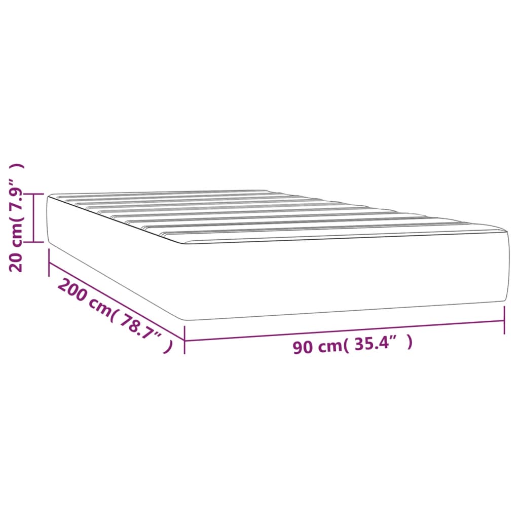 Madrac s džepičastim oprugama srednje tvrdoće tamnosivi 90x200x20 cm od tkanine