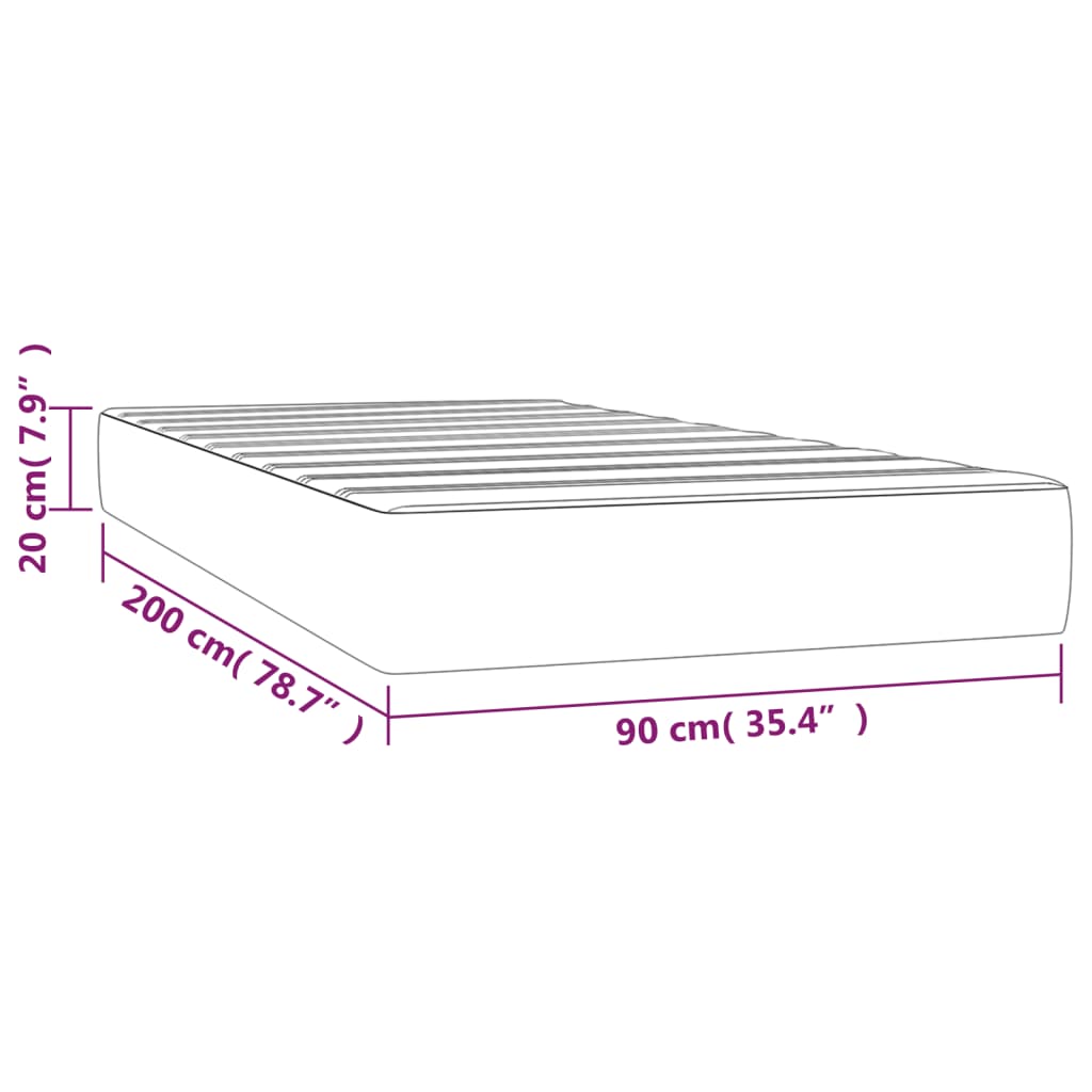 Madrac s džepičastim oprugama srednje tvrdoće sivi 90x200x20 cm od umjetne kože