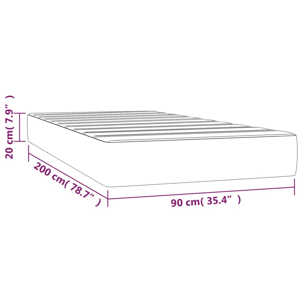 Madrac s oprugama srednje tvrdoće svjetlosivi 90x200x20 cm baršunasti
