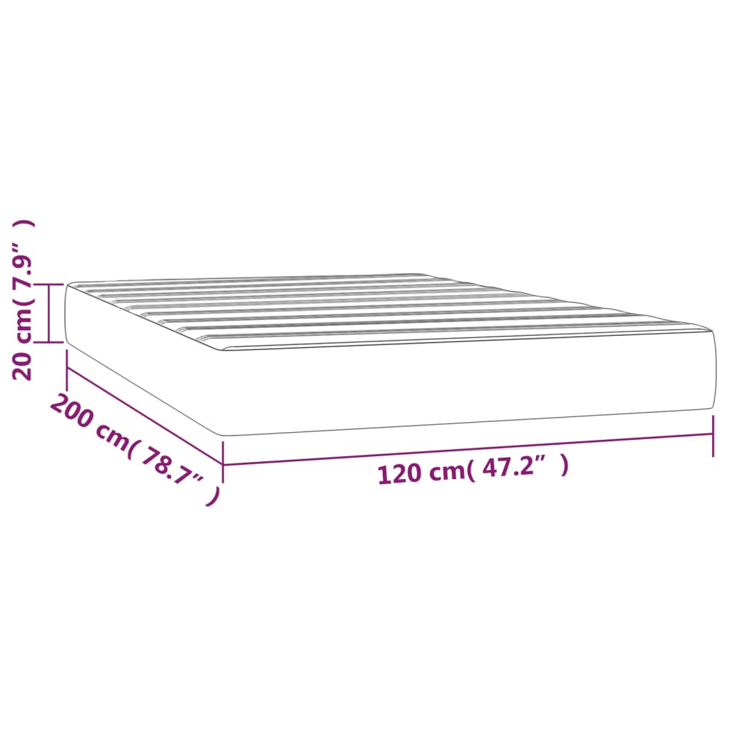 Madrac s džepičastim oprugama srednje tvrdoće crni 120x200x20 cm baršunasti
