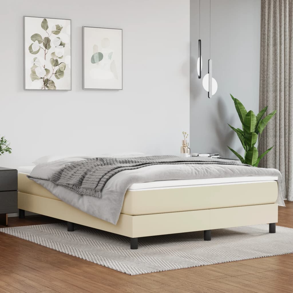 Madrac s džepičastim oprugama srednje tvrdoće krem 140x190x20 cm umjetne kože