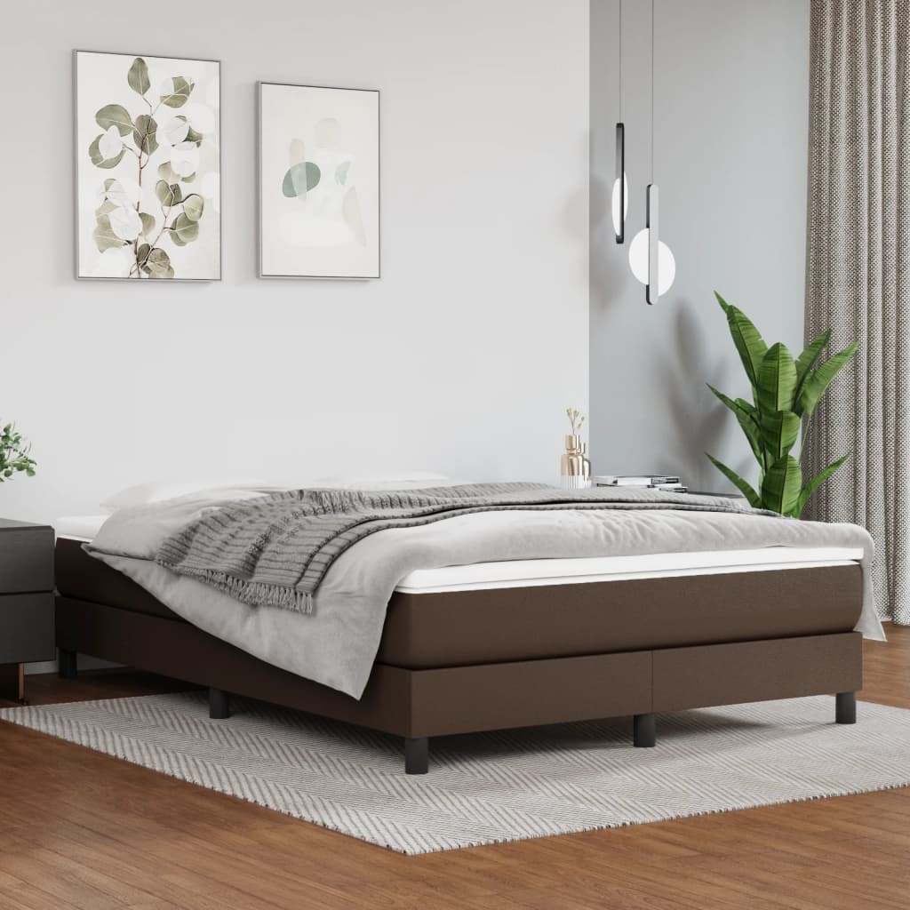 Madrac s džepičastim oprugama srednje tvrdoće smeđi 140x190x20cm umjetna koža