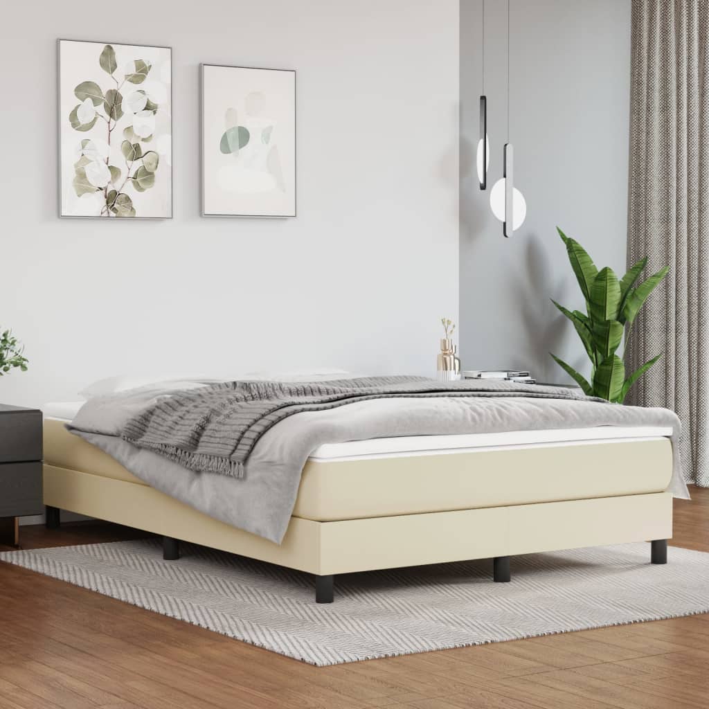 Madrac s džepičastim oprugama srednje tvrdoće krem 140x200x20 cm umjetne kože