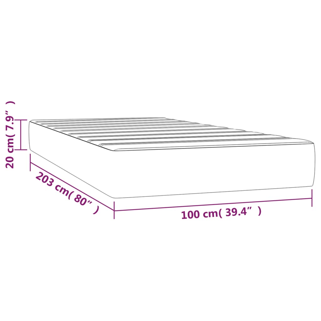 Madrac džepičastim oprugama srednje tvrdoće svjetlosivi 100x203x20 cm bračni XL