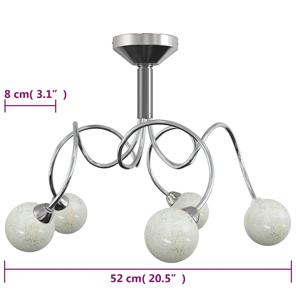 Stropna lampa s okruglim staklenim sjenilima 5 G9 LED svjetala