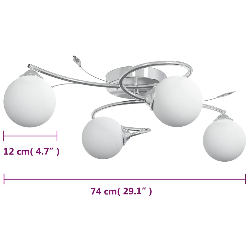 Stropna lampa s okruglim staklenim sjenilima 4 G9 LED svjetla