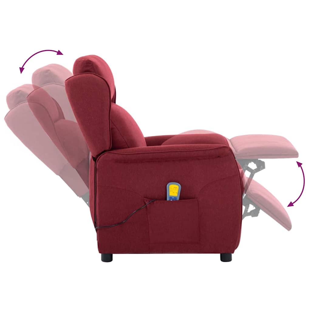 Massagerica s jastukom Burgundac 93.5 x 67.5 x 101.5 cm tkanina