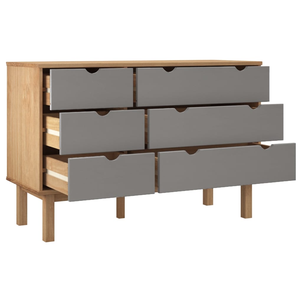 Ladičar OTTA smeđe-sivi 111x43x73,5 cm od masivne borovine