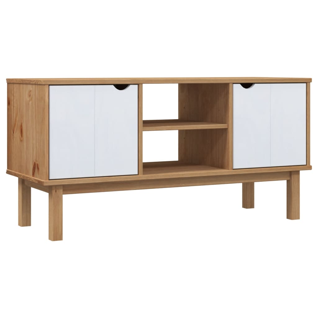 TV ormarić OTTA smeđe-bijeli 113,5x43x57 cm od masivne borovine