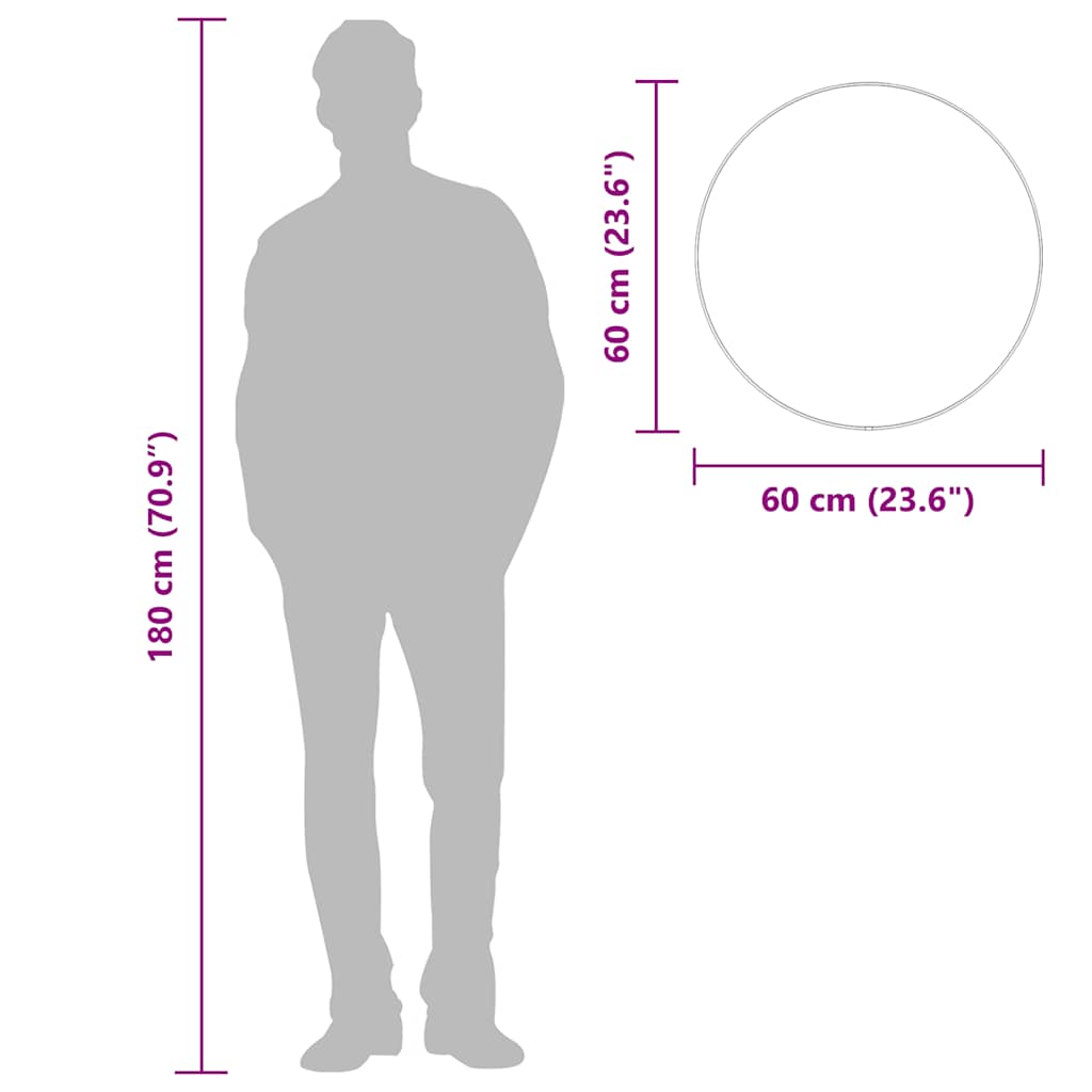 Zidno ogledalo zlatno Ø 60 cm okruglo