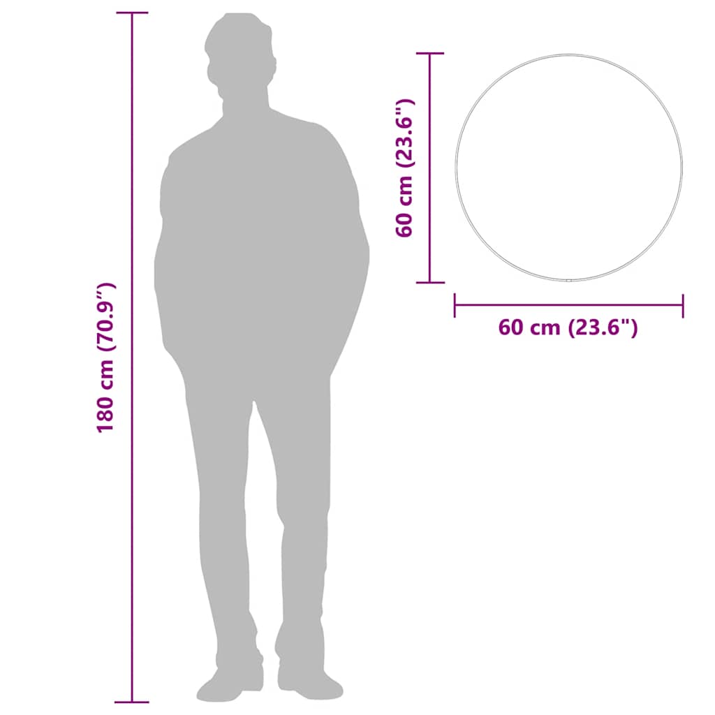 Zidno ogledalo crno Ø 60 cm okruglo